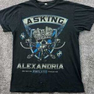 Asking Alexandria Band T-Shirt | Skull Crossed Swords Graphic Tee
